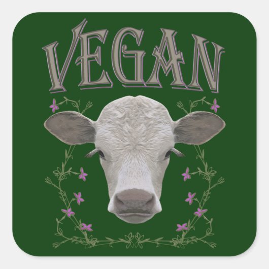 VEGAN - */* 25 QUADRATISCHER AUFKLEBER (Vorderseite)