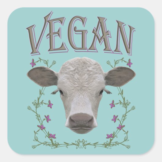VEGAN - */* 3 QUADRATISCHER AUFKLEBER (Vorderseite)