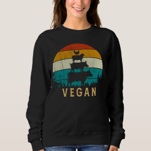 Vegan 80er Retro Stil Vintage Kuh Ziege Hen Pig Ve Sweatshirt