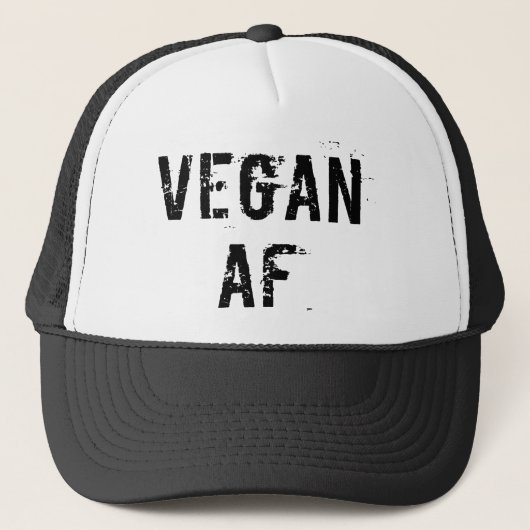 Vegan AF Funny Black Distressed Print Gym Truckerkappe (Vorderseite)