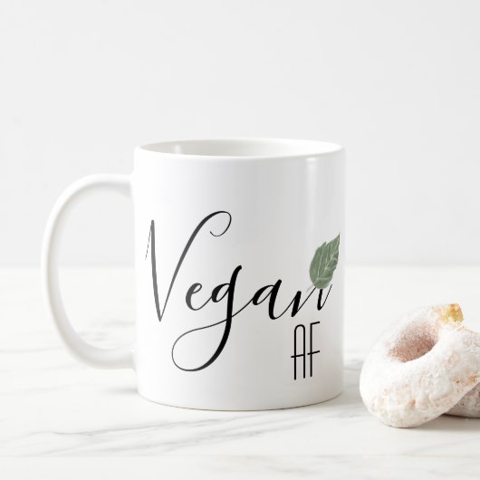 Vegan AF Funny Sprichwort Leaf Kaffeetasse (Mit Donut)