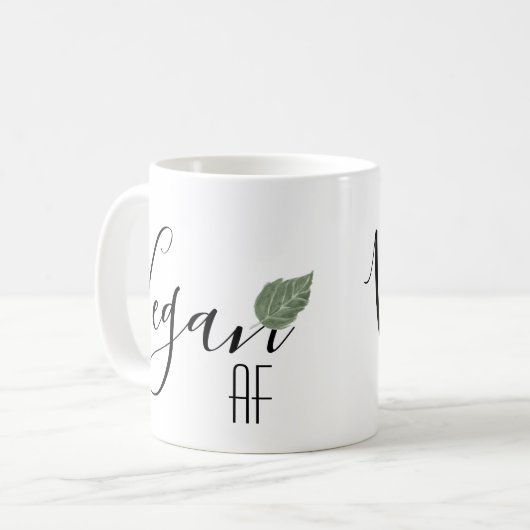 Vegan AF Funny Sprichwort Leaf Kaffeetasse (Vorderseite Links)