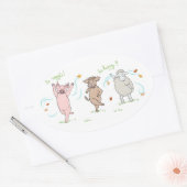 Vegan - Aufkleber: Schwein, Kuh und Schaf Ovaler Aufkleber (Umschlag)