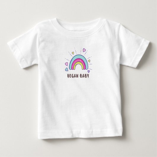 Vegan Baby T - Shirt - Regenbogen & Herz - 0-24 Mo (Vorderseite)