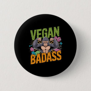 Vegan Bodybuilder Weightlifter Gorilla Button