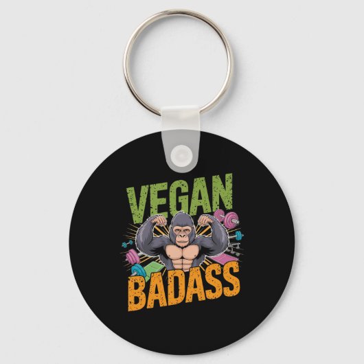 Vegan Bodybuilder Weightlifter Gorilla Schlüsselanhänger (Vorderseite)
