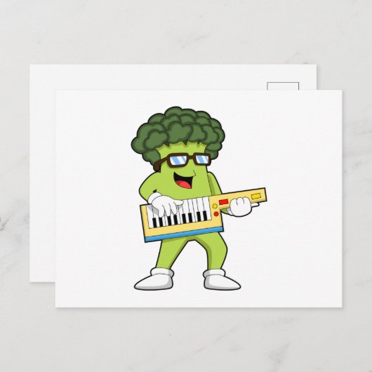 Vegan Broccoli at Music with Guitar Postkarte (Vorne/Hinten)