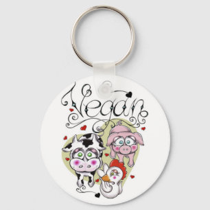 Vegan Button-Schlüsselanhänger Schlüsselanhänger