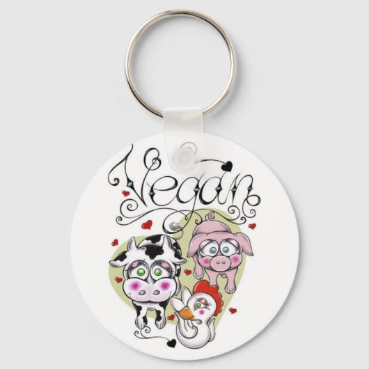 Vegan Button-Schlüsselanhänger Schlüsselanhänger (Vorderseite)