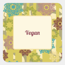 Vegan Dietary Requirement Urban Floral Party Quadratischer Aufkleber