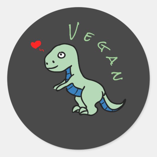 Vegan Dinosaur Kind Dino Runder Aufkleber (Vorderseite)