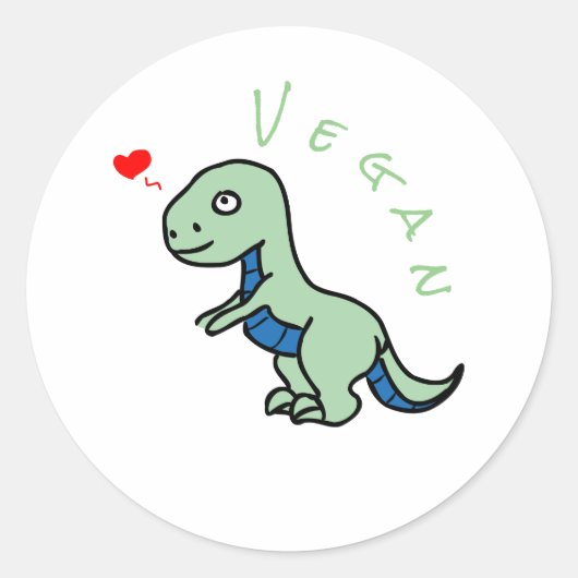 Vegan Dinosaur Kind Dino Runder Aufkleber (Vorderseite)