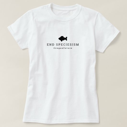 Vegan End Speciesism Minimaler Typografie Fisch T-Shirt (Design vorne)