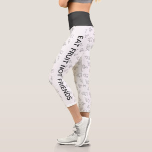 Vegan essen Obst nicht Freunde Weiße Cartoon Tiere Capri Leggings