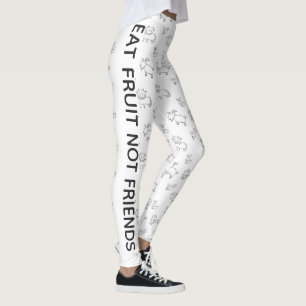 Vegan essen Obst nicht Freunde Weiße Cartoon Tiere Leggings
