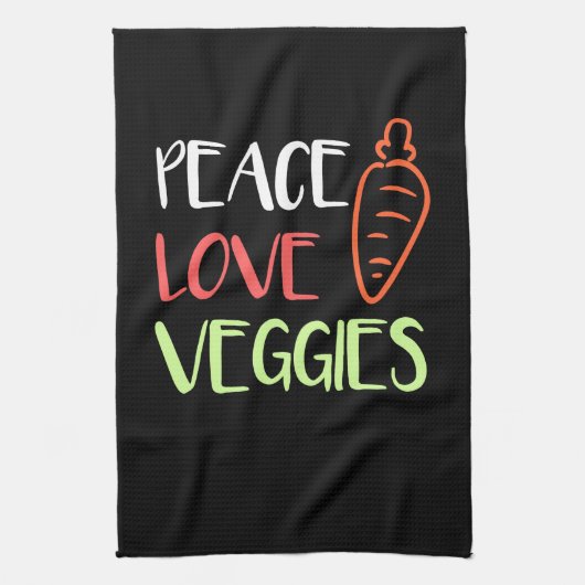 Vegan - Frieden Liebe Gemüse Geschirrtuch (Vertikal)