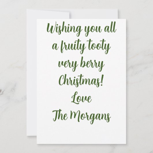 Vegan Fruchttooty Mango Xmas Grußkarte Ankündigung (Rückseite)
