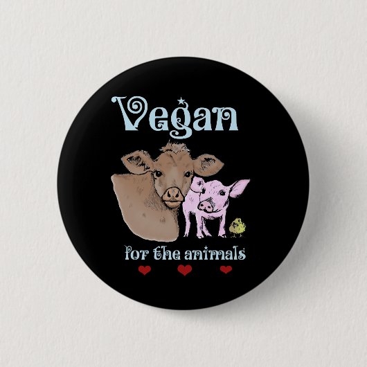 Vegan für den Tiere Knopf Button (Vorderseite)