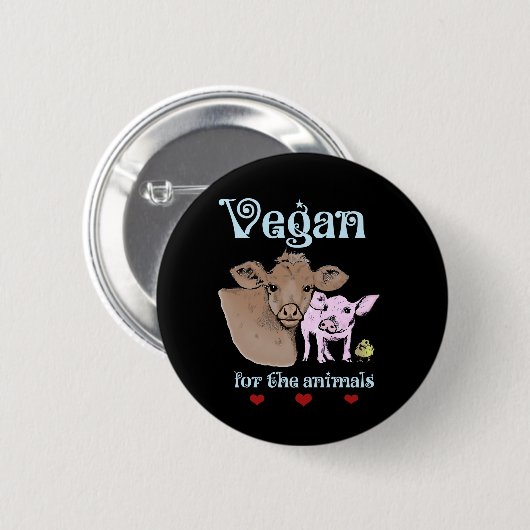 Vegan für den Tiere Knopf Button (Vorne & Hinten)