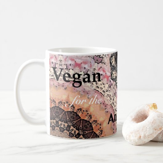 Vegan für die Tiere Kaffeetasse (Mit Donut)