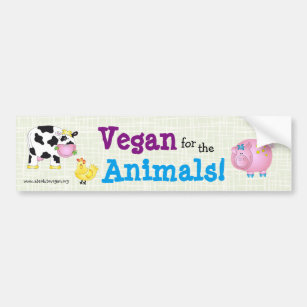 "Vegan für die Tiere! "mit süßen Tieren Autoaufkleber