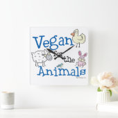 Vegan für die Tiere Quadratische Wanduhr (Zuhause)