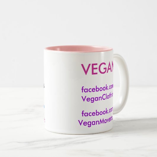Vegan für die Tiere Zweifarbige Tasse (VorderseiteRechts)