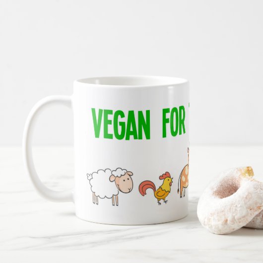 Vegan für Stimmlose mit niedlichen Tieren Kaffeetasse (Mit Donut)