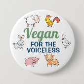 Vegan für stimmlose, niedliche Cartoon Button (Vorderseite)