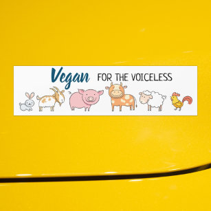 Vegan für stimmloses Weiß mit sechs Tieren Autoaufkleber