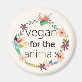 Vegan für Tiere Blumendesign Magnet