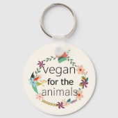 Vegan für Tiere Blumendesign Schlüsselanhänger (Vorderseite)