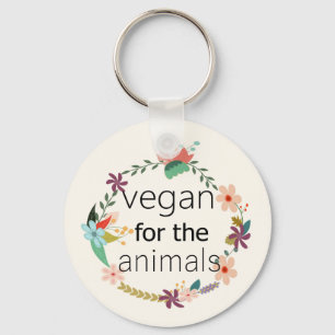Vegan für Tiere Blumendesign Schlüsselanhänger