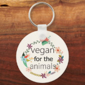 Vegan für Tiere Blumendesign Schlüsselanhänger (Vorderseite)