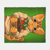 Vegan Gartenkatze Fleecedecke (Vorderseite (Horizontal))