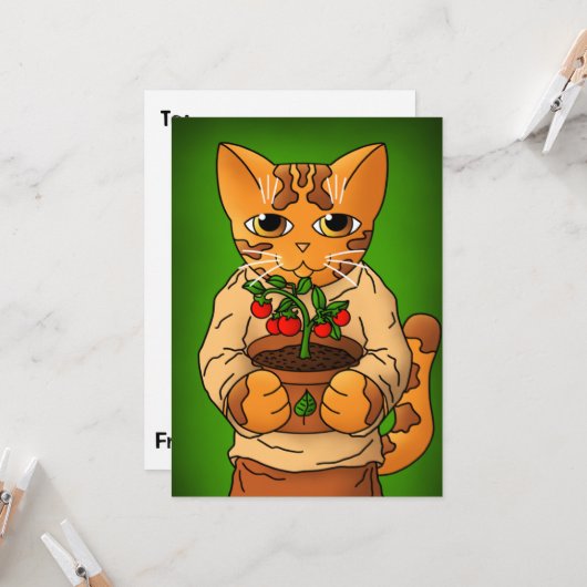 Vegan Gartenkatze Karte (Vorderseite/Rückseite Beispiel)