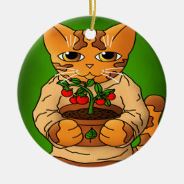 Vegan Gartenkatze Keramik Ornament