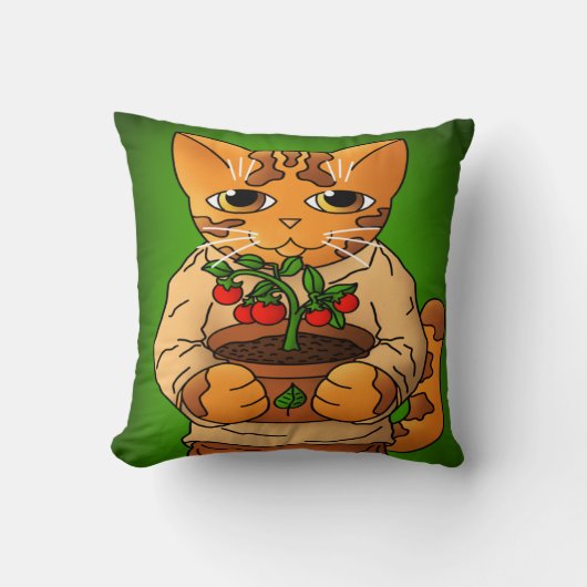 Vegan Gartenkatze Kissen (Vorderseite)