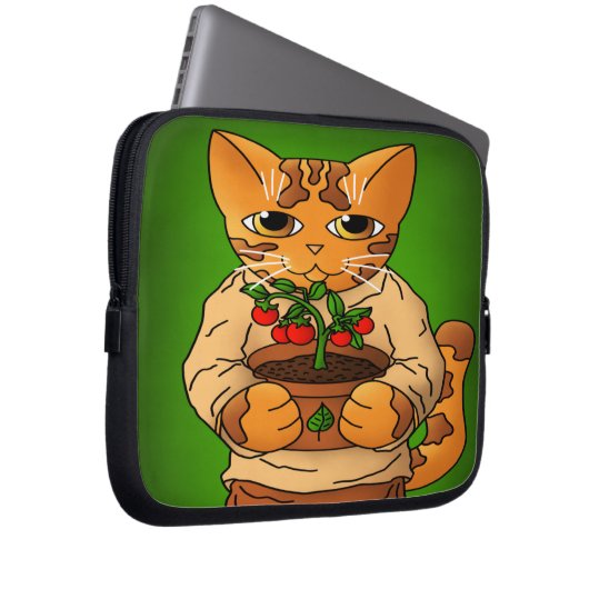 Vegan Gartenkatze Laptopschutzhülle (Vorne Rechts)