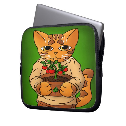 Vegan Gartenkatze Laptopschutzhülle (Vorderseite Links)