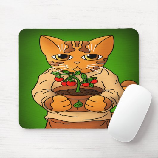 Vegan Gartenkatze Mousepad (Mit Mouse)