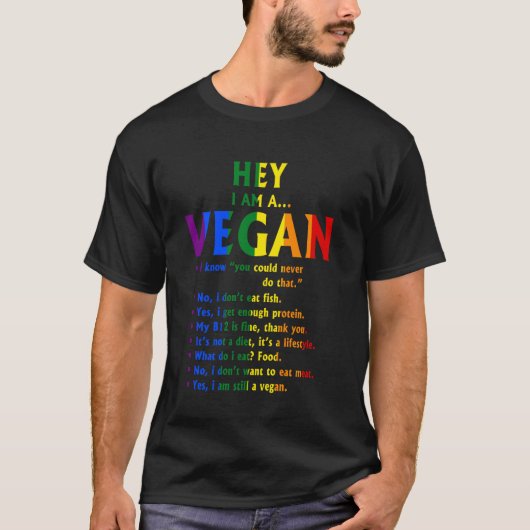 Vegan Gay Pride LGBTQ Hey I'm A Vegan T-Shirt (Vorderseite)