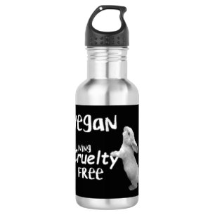 Vegan grausame freie Wasserflasche Schwarz und Wei