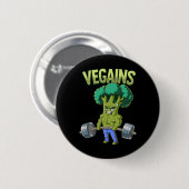 Vegan Gym Bodybuilding Vegains Button (Vorne & Hinten)