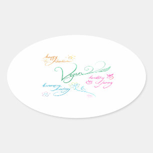 Vegan & happy lifestyle ovaler aufkleber