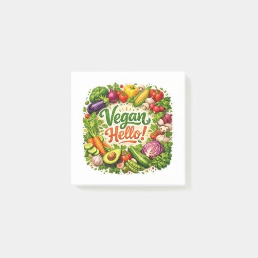 Vegan Hello Post‑It Notizen  (Vorderseite)