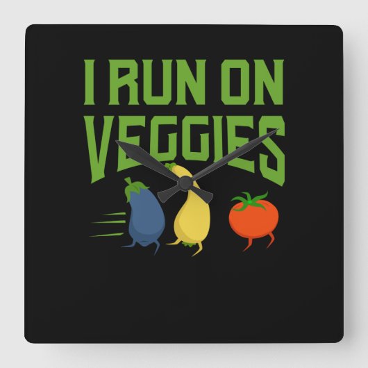 Vegan - Ich laufe auf Veggies Quadratische Wanduhr (Vorderseite)