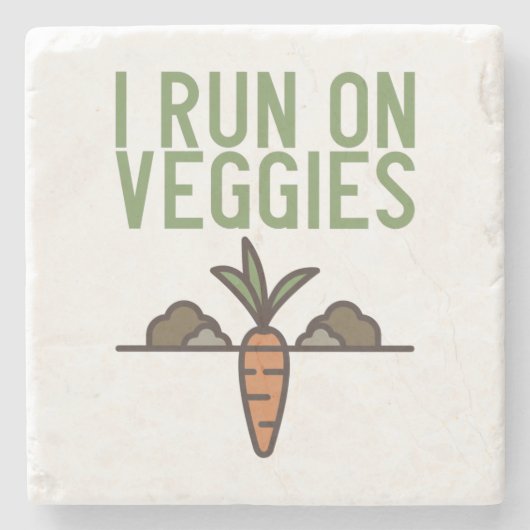 Vegan - Ich laufe auf Veggies Steinuntersetzer (Vorderseite)