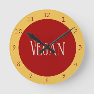 Vegan in a Red Circle Runde Wanduhr