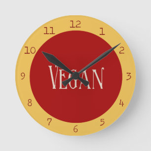 Vegan in einem roten Kreis Runde Wanduhr